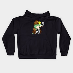 Cool alligator character smoking a cigar illustration Kids Hoodie